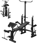 Adjustable Weight Bench Set for Home Gym, 4-In-1 Strength Training Bench with Leg Developer, Barbell Rack, Butterfly Arm & Preacher Curl Pad, 900lb Capacity Multi-Function Foldable Workout Bench