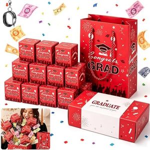 Graduation Gift Box for Cash, DIY Money Holder with Surprise Pop Up Design, Explosion Box for Grad Party, Birthdays and Proposals (Red-20PC)