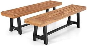 MFSTUDIO Outdoor Patio Bench Set of 2 Acacia Wood 63" Long Rectangular Dining Picni Benches for Backyard, Garden, Lawn, Porch