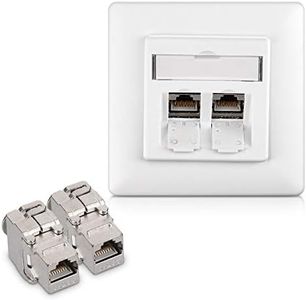kwmobile Keystone Module Kit - Includes (2) CAT6A Shielded Keystone Jack RJ45 Ethernet Module 10G + (1) 2-Port Wall Plate and Shielded Metal Housing