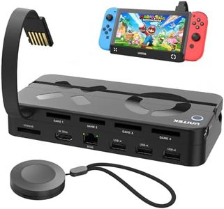 Unitek Nintendo Switch Dock Station with Game Card Reader, Portable Switch TV Docking with 4K HDMI/Ethernet/USB 3.0/PD Fast Charging Port, 4 Card Slot for Switching Game by Wireless Remote Controller
