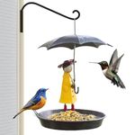 Bird Feeder - Hanging Wild Bird Feeder, Outdoor Feeders | Novelty Bird Feeder Pendant, Metal Yard Bird Feeding Station, Girl with Umbrella Design for Bird Lovers, Outdoor Decoration, Yard Decor,