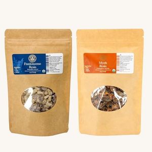 Aromatics International Myrrh & Frankincense Resin 4oz - Certified Organic Raw Chunks - Commiphora myrrha and Boswellia carterii – Incense, Meditation & Ritual Use
