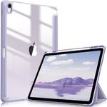 FINTIE Hybrid Case Compatible with iPad Air 13 inch (2024) M2, [Built-in Pencil Holder] Shockproof Cover with Clear Transparent Back Shell, Auto Wake Sleep, Lilac Purple