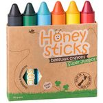 Honeysticks Jumbo Size Crayons For Toddlers and Kids - 100% Pure Beeswax, Easy To Hold and Use - Child Safe, Non Toxic Crayons - Food grade Coloring - 6 Vibrant Colors - Handmade - 6 Pack