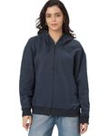 BE SAVAGE Solid Drop Shoulder Hooded Neck Long Sleeves Baggy Hoodie Winter Wear Zipper Jacket for Women's (in, Alpha, 2XL, Regular, Navy)