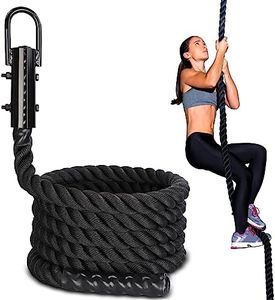 Get Out!™ Workout Fitness Climbing Rope 20’ Foot x 1.5” Inch in Black – Battle Rope for Outdoor and Indoor Gym Exercise