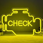 JianJung Check Engine Light Neon Sign Check LED Sign Dimmable Neon Light Up Sign for Man Cave Bedroom Garage Room Auto Repair Shop Studio Neon Wall Sign Decor Gifts for Men