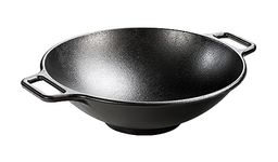 Lodge P14W3 14-Inch Pro-Logic Cast-Iron Wok with Loop Handles (Black)