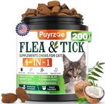 Puyrzoe 4-in-1 Flea Treatment for Cats Chewable, Natural Cat Flea and Tick Prevention Chewable Supplement for Skin & Coat | Immunity Support | Digestive | Flea & Tick Treatment for All Breeds & Sizes