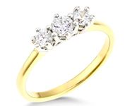 Old English Jewellers 9ct Yellow Gold on Silver 0.50ct Three Stone Engagement Ring size J K L M N O P Q R S T U V (S)