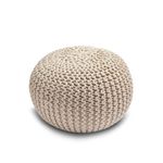 Home Sweet Home UK Handmade Ottoman Large Knitted Pouffe Footstool - 100% Cotton Chunky Knitted Round Pouffes For Living Room - Suitable For Resting Feet, Occasional Seating & Decor