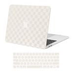 MOSISO Compatible with MacBook Pro 13 inch Case M2 2024-2016 A2338 M1 A2251 A2289 A2159 A1989 A1708 A1706, Checker Texture Grid PU Leather Coated Plastic Hard Shell Case&Keyboard Cover, Beige