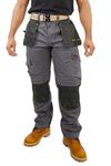 Tradies ProTech Utility Work Pants - Built-in Multi-Use Pockets + Knee Pad Protection Pockets.…, Grey, 40W x 31L