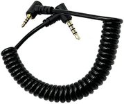 Seadream Coiled 2.5mm to 3.5mm Audio Cable,Double Angled 90 Degree 1/8" 3.5mm TRRS Jack Male to 2.5mm TRRS Jack Male Stereo Audio Mic Aux Retractable Spring Cord Cable,4 Pole,Gold Plated