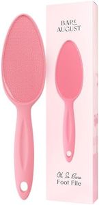 Bare August Glass Foot File Callus Remover for Feet - Heel Scraper & in Shower Foot Scrubber Dead Skin Remover - Pedicure Foot Buffer for Soft Feet (with Handle, Pink)