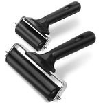 Swpeet 2 Pack Black Rubber Roller, Brayer Roller, Hard Rubber, Block Stamping Anti Skid Construction Tools 2.2 and 3.7 Inch for Printmaking, Ink, Crafting, Gluing and Stamping