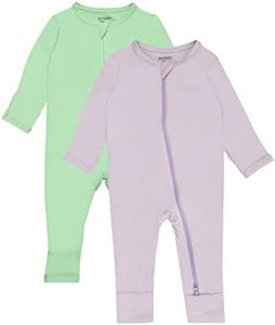 GUISBY Rayon Romper Baby Girl, Long Sleeve Footless Pajamas, 2 Way Zipper Sleeper 2 Piece 3-6 Months