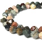 ABCGEMS Madagascan Polychrome Jasper Beads AKA Royal Savannah Jasper (One of The Rarest Jaspers in The World) Crystal Chakra Energy Stone Stellar-Star-Cut 8mm