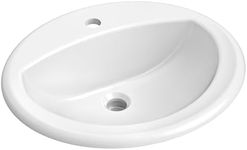 KRAUS Elavo 20.5 in. Oval Porcelain Ceramic Self-Rimming Drop In Bathroom Sink in White with Overflow Drain, KCT-100