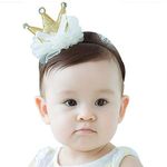 Baby Girl Headbands,Baby Headband with Gold Crown, Newborn Headbands and Brow for Baby Girl, Baby Headband Toddler Soft Stretch baby Headbands Girl Flower Hair Accessories for Girls