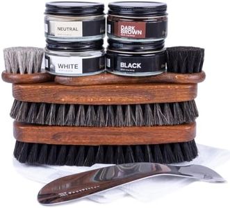 FootFitter Shoe Shine Valet Refill Set - 100% Horsehair Brushes, Shoe Creams, Shoe Horn, Microfiber Shine Cloths!