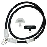 CHIHIOL Phone Neck Lanyard Crossbody Strap for iPhone Lanyard Mobile Phone Neck with 2 x Phone Tether Tab for Android Full-Coverage Case Travel Phone Rope 0.39in Diameter, 47in Length, Black,