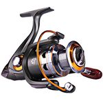 Sougayilang Spinning Fishing Reels with Left/Right Interchangeable Collapsible Wood Handle Powerful Metal Body 5.2:1/5.1:1 Gear Ratio Smooth 11BB for Inshore Freshwater Saltwater Fishing