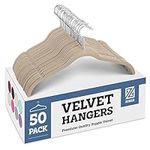 ZOBER Velvet Hangers, Coat Hanger, Clothes Hanger, Hangers 50 Pack, Non Slip Space Saving Closet Hangers, 360° Swivel Hook, Clothing Hanger, Shirt Hanger, Tops Hanger, Dresses Hanger (Ivory)