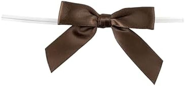 Reliant Ribbon 5171-70503-2X1 Satin Twist Tie Bows - Small Bows, 5/8 Inch X 100 Pieces, Chocolate Brown