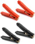 QWORK® 4 Pack 100A Jump Lead Clamps, Heavy Duty Pure Copper Crocodile Clamps Alligator Clips, Car Booster Cable Clips Battery Clamps for Car Auto (2 Pcs Red + 2 Pcs Black)