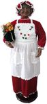 Fraser Hill Farm Life Size 58-in. African American Dancing Mrs. Claus with Apron and Gift Sack, Indoor Animated Holiday Home Decor, Motion Activated Christmas Animatronic Decoration