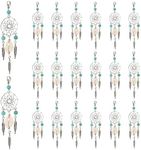 PH PandaHall 20pcs Dream Catcher Keychains, Dangling Dream Catchers Charm Pendants with Turquoise Shell and Clasps Filigree Ethnic Ornament for Home Car Hanging Keyring Jewelry Making