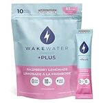 WakeWater Plus Energy Powder | Raspberry Lemonade, 10 x 5g sticks | Vitamins and Electrolytes | Natural Green Tea Caffeine | No Sugar or Artificial Sweetener