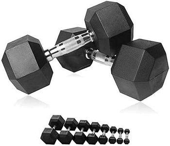 HCE 5kg Hex Dumbbells Set - Rubber Coated Dumbbells Black Hex Dumbbell Weights - Chrome Textured Non-Slip & Easy-Grip Handles - Crossfit, MMA, Bodybuilding, Toning, Cardio Training and Fitness（Pair or Single）