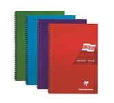 Clairefontaine Europa - Ref 5804Z Wirebound Notebooks, Hardwearing Bright and Glossy Covers, 180 Lined Sheets, A4 size and Micro-Perforated Pages, Pack of 4 Assorted Colours