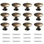 Kyrio 12PCS Drawers Knobs Furniture Knobs Drawer Handles Vintage Antique Brass Diameter 30 mm Knob for Cabinet Drawer (Green Bronze)