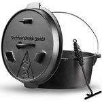 Camping Dutch Oven,6 Quart Pre-Seasoned Camp Cookware Pot With Lid - Lid Lifter, Cast Iron Deep Pot with Metal Handle for Camping Cooking BBQ Baking Campfire, black, 6 quarts