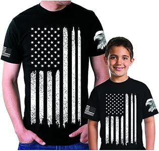 Dad and Son Matching Shirts for Patriotic Army Marine Father Gift T-Shirt with American Flag, Flag-flag, Dad 3XL - Son 6-7 yrs