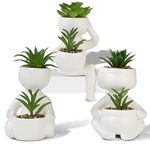 VOOWO Fake Succulent Plants Artificial, 3 PCS Artificial Plants Indoor for Home and Office Decor, Small Fake Plants Mini Potted Succulents for Bathroom Desk Shelf Room Decor Aesthetic (Black)