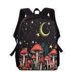 chaqlin Kids School Bags Mushroom Print Backpack for Girls Teen School Bookbags 15 Inch Kids School Backpack Mushroom Print Large Capacity Rucksack for Travel Hiking