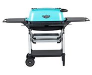 PK Grills Portable Charcoal BBQ Grill and Smoker, Cast Aluminum Outdoor Kitchen Barbecue Grill for Camping, Backyard Grilling, Park, Tailgating, Teal, ​​New Original PK Aaron Franklin Addition