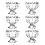 Glass Ice Cream Bowls Set of 6, 5oz Mini Clear Dessert Cups, Footed Dessert Bowls for Ice Cream Trifle, Sundae Cups for Cocktail Parfait Dessert Serving