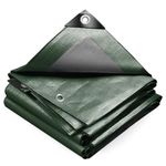 VOUNOT 2x3m Waterproof Tarpaulin Ultra Heavy Duty 240 g/m² Tarp Large Ground Camping Sheet with Aluminum Eyelets for Outdoor Furniture Caravan Car Cover, Green