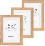 5x7 Picture Frame, Solid Oak Wood 5 x 7 Frame with Plexiglass, 5 by 7 Photo Frame for Wall & Tabletop Display, 5x7 Picture Frame Matted to 4x6, Natural Oak Color, 3 Pack