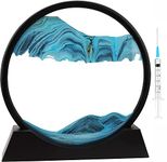 CTN Enterprise Moving Sand Art Picture Glass Liquid Painting 3D Natural Landscape showpieces for Home Decor Antique Gifts for Kids Office Desktop Decoration Desk Table Decorative Items (Sky Blue)