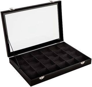 Juvale Black Velvet Jewelry Display Tray Organizer Case, Rock Collection Box for Gemstones, Crystals, Pendants (24 Slots, 14 x 9.5 x 2 In)