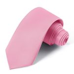 UETLRO Pink Ties For Men Solid Pure Color Formal Neckties 3.15" (8CM) Men's Tie Gift Box, Pink, Medium