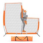 ORIENGEAR 7 x 7 FT Portable L Screen Baseball Pitching Net for Batting Cage,Lightweight Pitch Training Ball Accessory, Steel Frame L-Screen Pitching Net Protector for Pitcher Safety