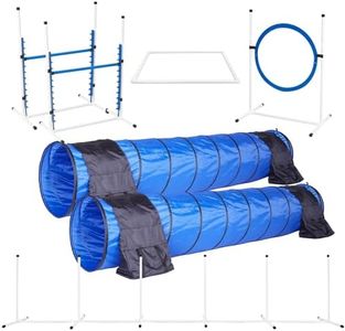 Better Sporting Dogs Elite Agility Set for Dogs w/Safety-Focused Features | 7Pc Agility Kit | (2) Bar Jumps w/Cup Strips | Breakaway Tire Jump | 6 Weave Poles | (2) 10’ Tunnel & Sandbags | Pause Box